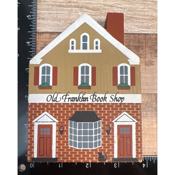 1989 The Cats Meow Old Franklin Book Shop Series VI Wooden Decorative Shelf Sitt - Picture 1 of 2